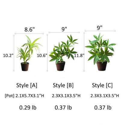 Mini faux potted green plant set of three by RusticReach, artificial non-flowering greenery on Tampa Home & Garden Store