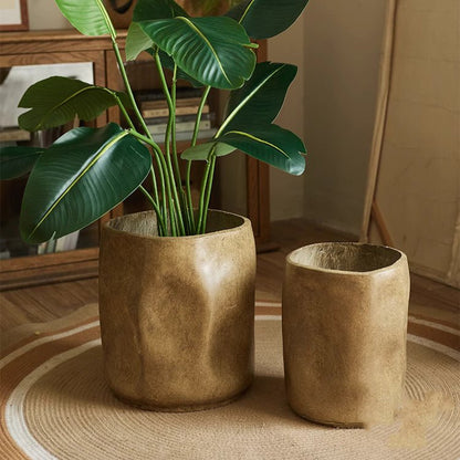 Modern Magnesium Planter by RusticReach — bronze planters, large with plant, small empty on Tampa Home & Garden Store