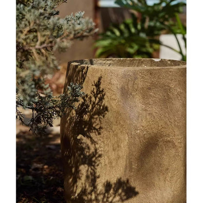 Modern Magnesium Planter by RusticReach, cylindrical bronze-toned metal planter with texture on Tampa Home & Garden Store