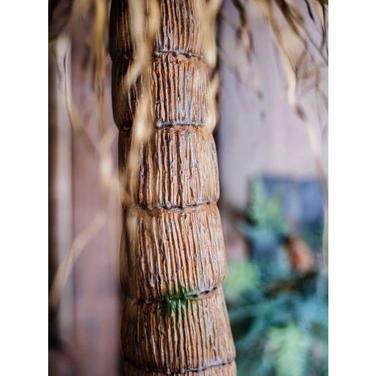 Moroccan Artificial Palm Tree trunk close-up with textured brown segments RusticReach on Tampa Home & Garden Store