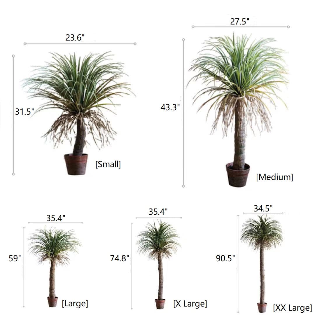 Moroccan Artificial Palm Tree in Pot by RusticReach with green fronds and brown trunk sizes on Tampa Home & Garden Store