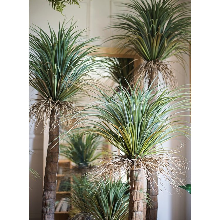 Moroccan Artificial Palm Tree in Pot set of 4 with textured brown trunks and lush green fronds on Tampa Home & Garden Store