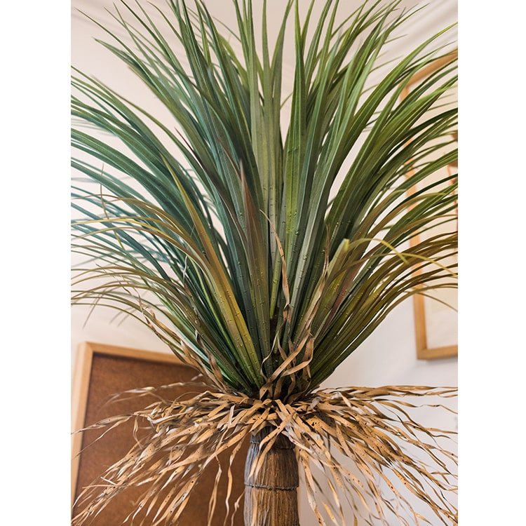 Moroccan artificial palm tree in pot with tall green leaves and brown base RusticReach on Tampa Home & Garden Store