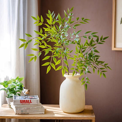 Green Nandina Leaf Stem by RusticReach, artificial foliage in a cream ceramic vase on Tampa Home & Garden Store