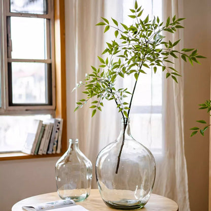 Green Nandina Leaf Stem artificial flora in a clear glass vase by RusticReach on Tampa Home & Garden Store