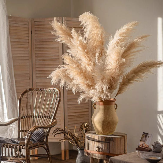 RusticReach Natural Reed Stem 10 Stem Set, 51" tall beige stems in a ceramic vase on Tampa Home & Garden Store