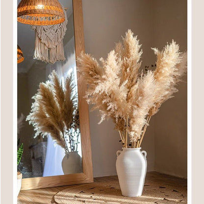 Natural Reed Stem 10 Stem Set 51-in tall pampas grass in a white ceramic vase RusticReach on Tampa Home & Garden Store