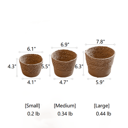 Natural straw desktop flower baskets set of 3 from RusticReach in small, medium, and large sizes on Tampa Home & Garden Store