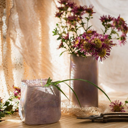Pink Morandi Color Art Glass Vase set with two lavender-toned vases for floral display on Tampa Home & Garden Store