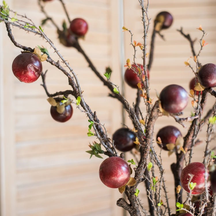 Artificial passion fruit stem silk plant by RusticReach, 37 inches tall, branches with red fruit on Tampa Home & Garden Store