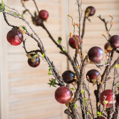 Artificial passion fruit stem silk plant by RusticReach, 37 inches tall, branches with red fruit on Tampa Home & Garden Store