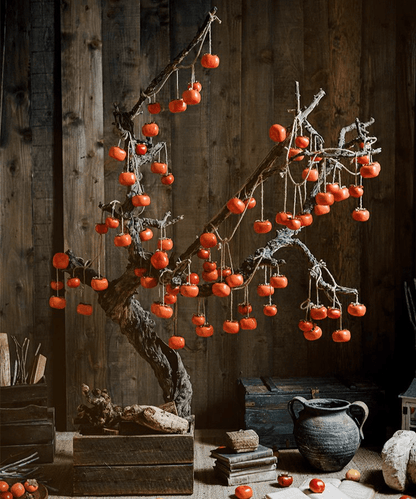Artificial persimmon fruit string decor by RusticReach 33.8 long orange bead fruits on a branch on Tampa Home & Garden Store