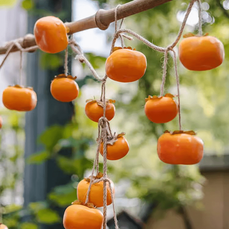 Artificial persimmon fruit string decor, orange hanging on twine, 33.8-in long RusticReach on Tampa Home & Garden Store