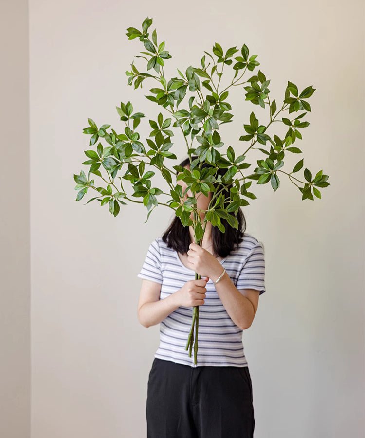 Faux Pieris Branch Stem by RusticReach, lush green artificial non-flowering plant with stems on Tampa Home & Garden Store