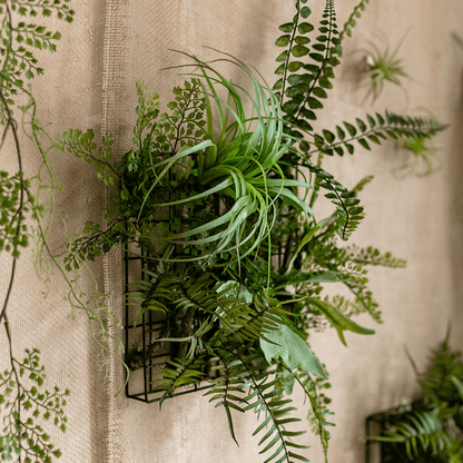Artificial Faux Plant Metal Frame Wall Décor in a black metal frame with green ferns and trailing leaves on Tampa Home & Garden Store