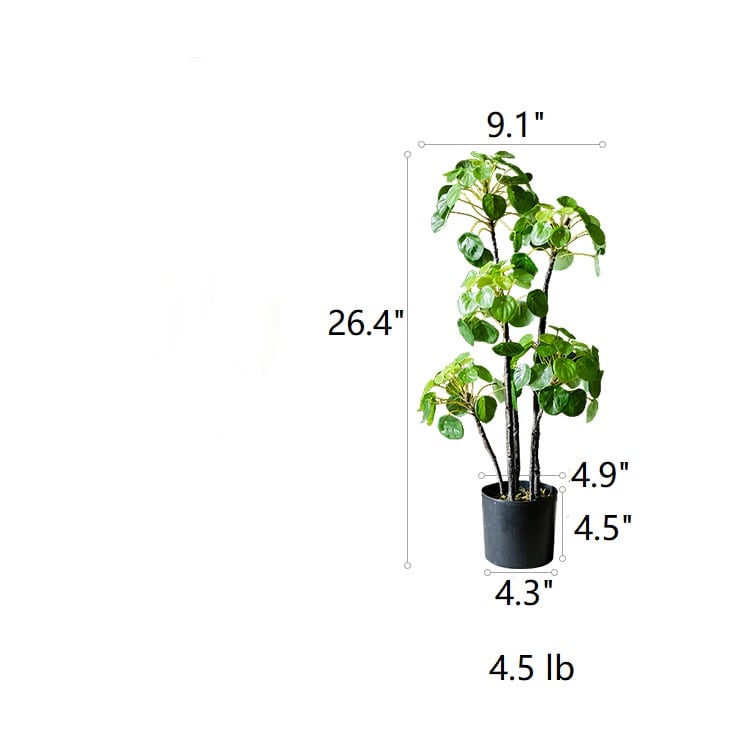 Artificial Potted Pilea Plant, 26-inch tall, lush green leaves in a black pot, RusticReach on Tampa Home & Garden Store