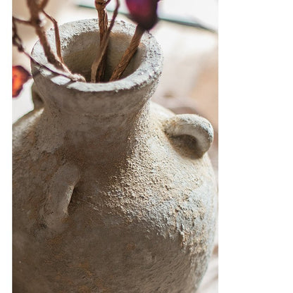 RusticReach stoneware vase with rough beige texture for dried flowers, Zen style on Tampa Home & Garden Store