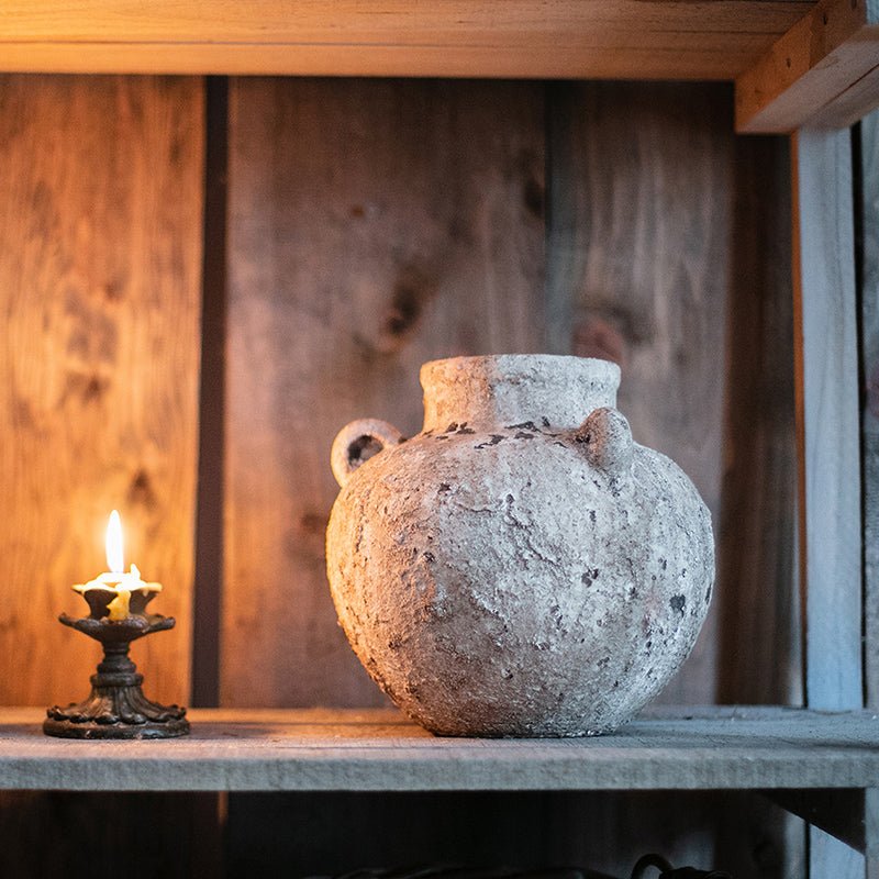RusticReach stoneware vase with a weathered gray glaze for dried flowers on Tampa Home & Garden Store