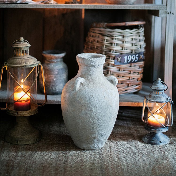 Stoneware vase RusticReach, weathered gray finish, Zen style for dried flowers on Tampa Home & Garden Store