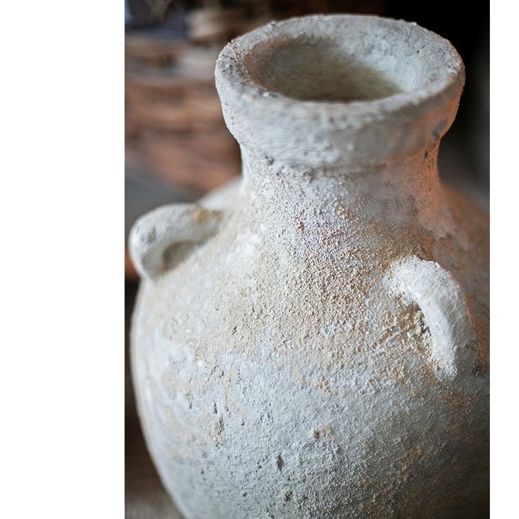 Stoneware vase RusticReach with a textured beige-gray surface, Zen style for dried flowers on Tampa Home & Garden Store