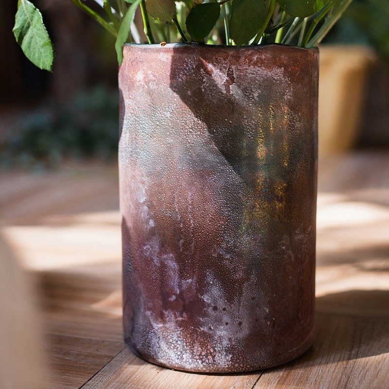 Rust Style Art Glass Vase RusticReach copper-brown patina finish on Tampa Home & Garden Store