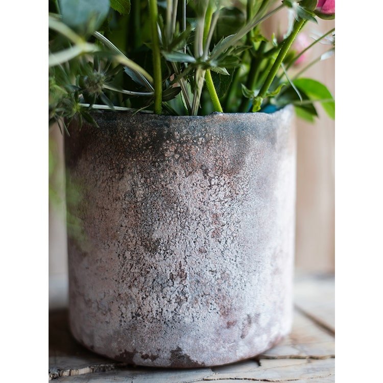 Rust Style Art Glass Vase by RusticReach with weathered rust-gray patina on Tampa Home & Garden Store