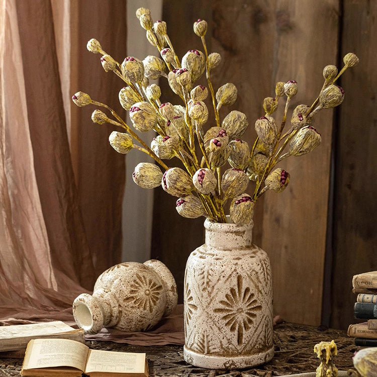 Rustic Dried Pot Stem 41in tall artificial plant in a textured ceramic vase by RusticReach on Tampa Home & Garden Store
