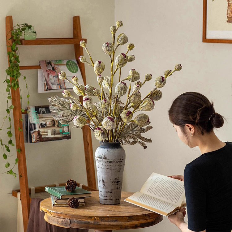 Rustic Dried Pot Stem 41in artificial non-flowering plant in a gray vase by RusticReach on Tampa Home & Garden Store