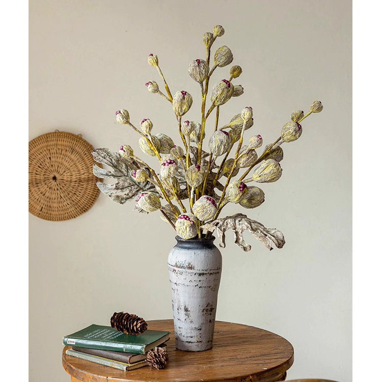 Rustic Dried Pot Stem 41in tall artificial non-flowering plant in a gray vase RusticReach on Tampa Home & Garden Store