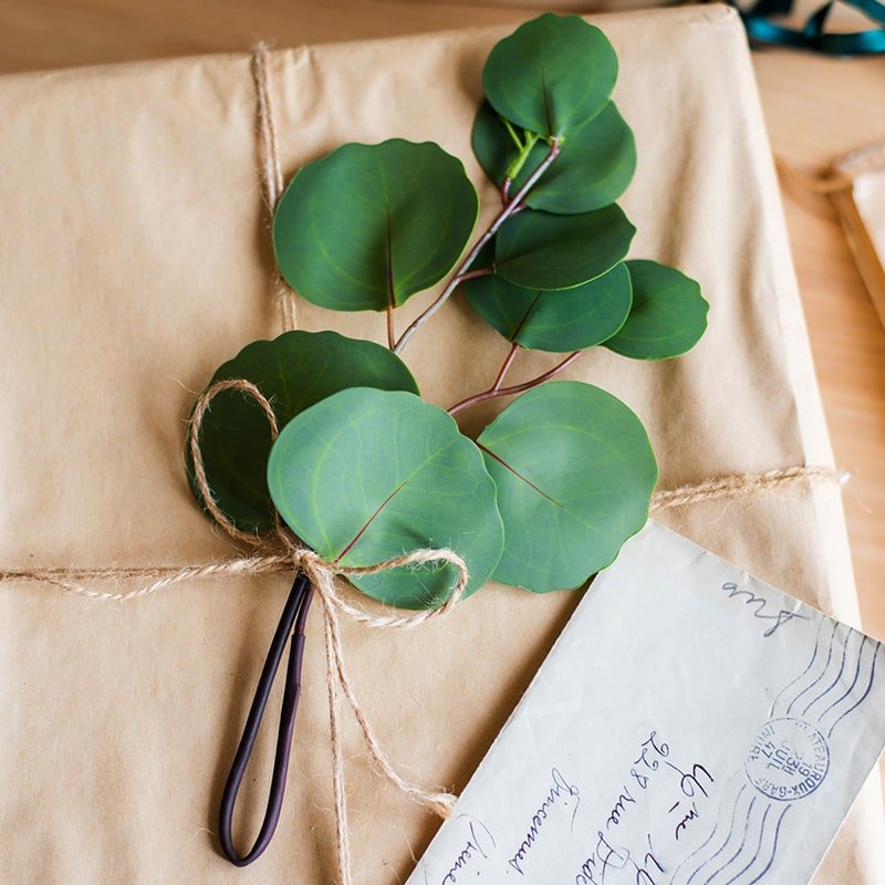 Artificial round leaf eucalyptus bundle by RusticReach, 16 inches tall, green round leaves on Tampa Home & Garden Store