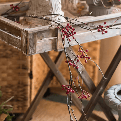 Rustic artificial red berry vine 63in long with twig stems RusticReach on Tampa Home & Garden Store