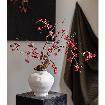 Artificial Red Budded Twig 41.7 tall in white ceramic vase with pink-red buds RusticReach on Tampa Home & Garden Store