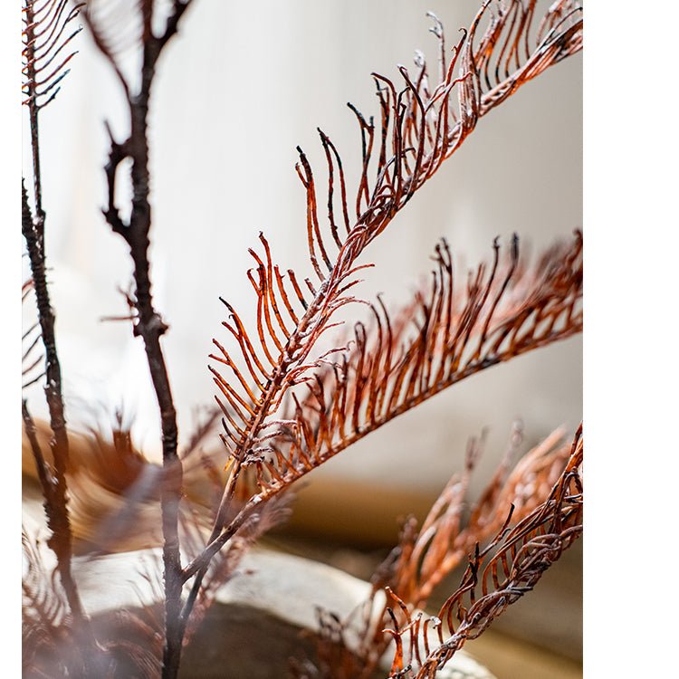 Tall artificial fern leaf stem 48-in, orange-brown faux foliage by RusticReach on Tampa Home & Garden Store