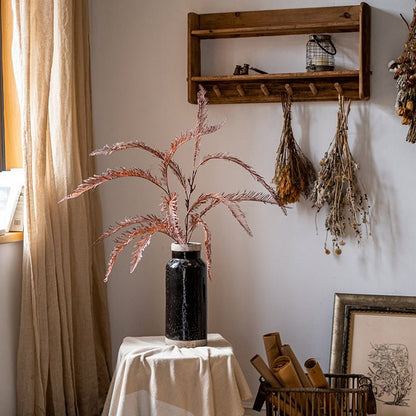 Tall artificial fern leaf stem 48 in faux in black vase on table, pink fronds RusticReach on Tampa Home & Garden Store