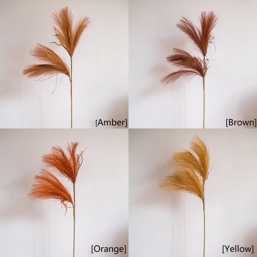 Faux reed grass stems set of four in amber, brown, orange, yellow colors, 30 in tall on Tampa Home & Garden Store