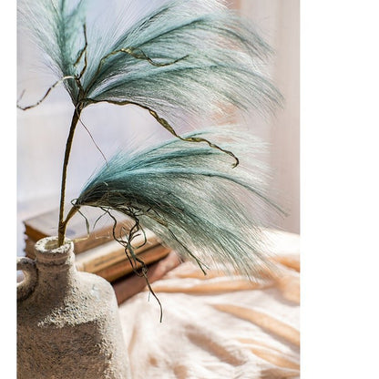 Faux reed grass stem in green by RusticReach with airy featherlike plumes in a rustic vase on Tampa Home & Garden Store