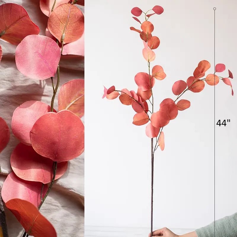 Round Leaf Eucalyptus Stem, pink artificial greenery, 44 in tall, RusticReach on Tampa Home & Garden Store
