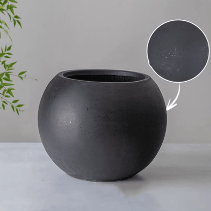 Round Magnesium Clay Planter by RusticReach, charcoal gray, matte finish on Tampa Home & Garden Store