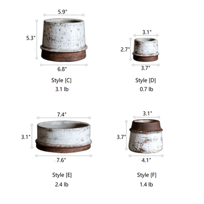 Restoration Ceramic Planter Vase by RusticReach; crackle glaze brown bases, styles C-F on Tampa Home & Garden Store