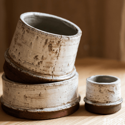 Restoration Ceramic Planter Vase by RusticReach, distressed brown bases on Tampa Home & Garden Store