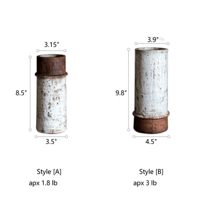 Restoration Ceramic Planter Vase Style A & Style B in white with rust-brown caps RusticReach on Tampa Home & Garden Store