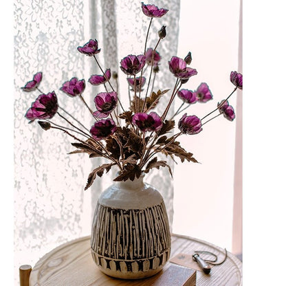 Faux Silk Rustic Poppy Flower Stem Purple, 23 inches tall, RusticReach brand in ceramic vase on Tampa Home & Garden Store