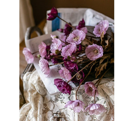 Faux Silk Rustic Poppy Stem multi-stem bouquet in purple by RusticReach 23 inch tall on Tampa Home & Garden Store