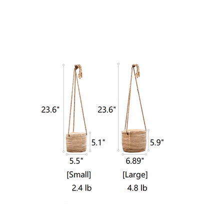 Two Faux Rattan Cement Hanging Planters with Jute Rope by RusticReach on Tampa Home & Garden Store