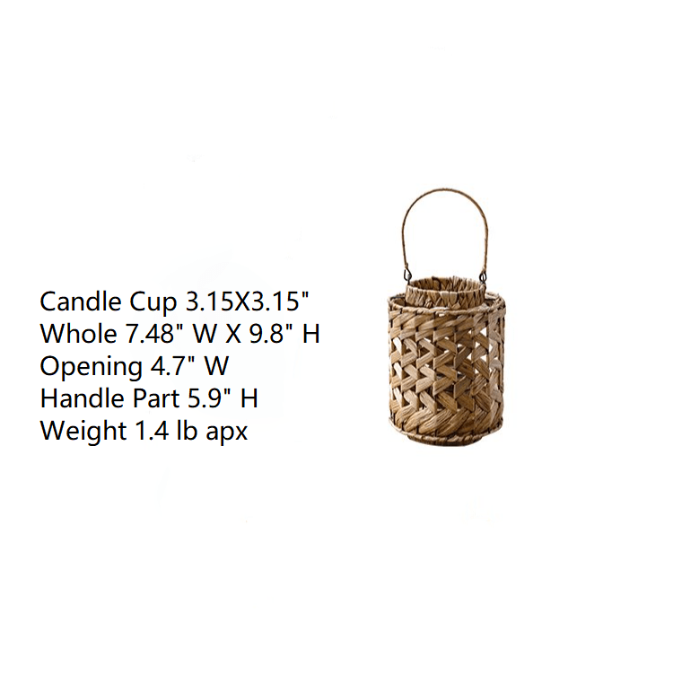 RusticReach seagrass handwoven candle lantern with braided handle on Tampa Home & Garden Store