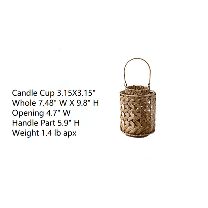 RusticReach seagrass handwoven candle lantern with braided handle on Tampa Home & Garden Store