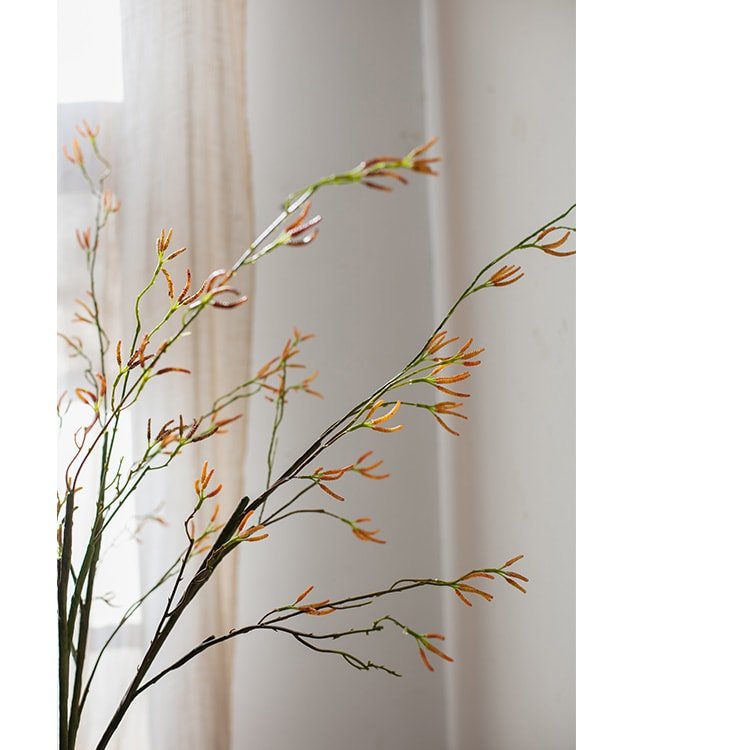 Artificial Japanese Zen sedge stem, 51.9 in tall, RusticReach, green stems with orange tips on Tampa Home & Garden Store