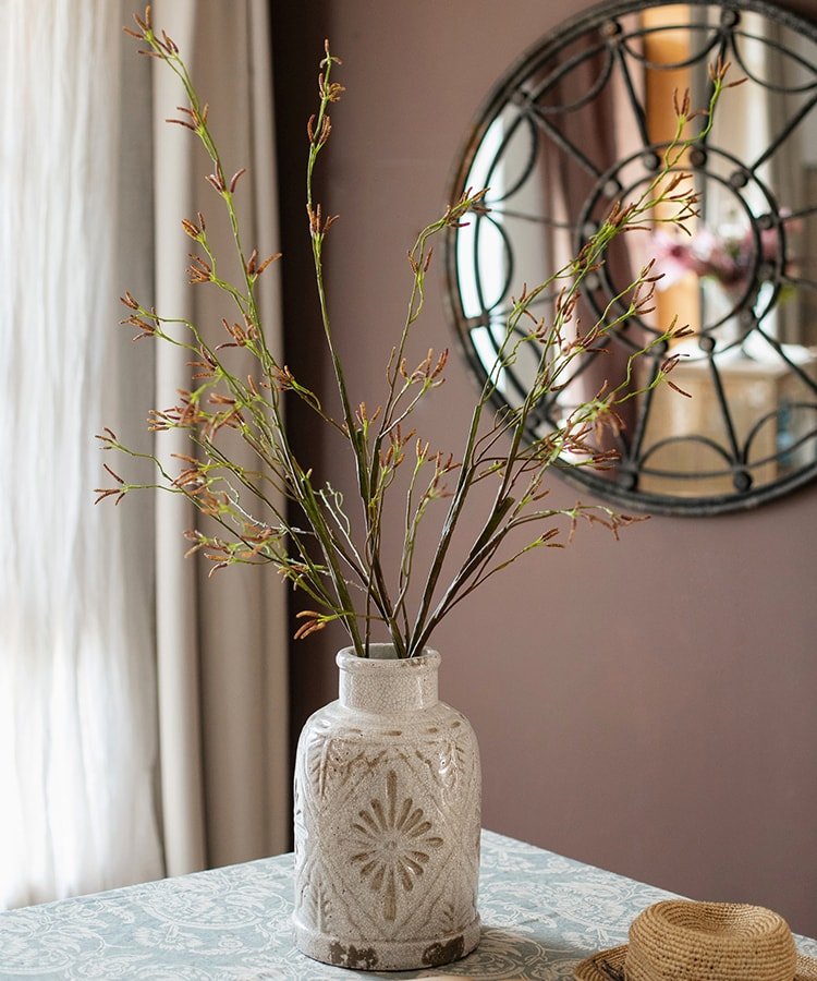 Artificial Japanese Zen style sedge stems, 51.9 in tall, in a ceramic vase by RusticReach on Tampa Home & Garden Store