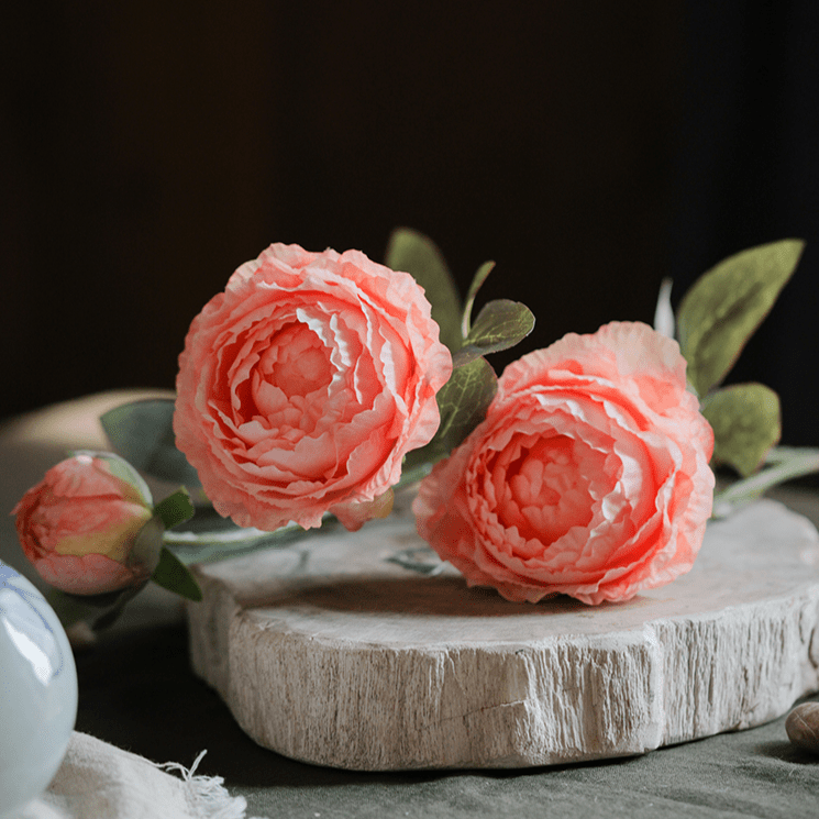 Faux Silk Peony Stem 27in tall pink blooms with 2 full flowers and a bud RusticReach on Tampa Home & Garden Store