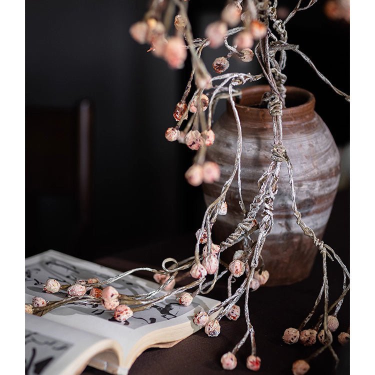 Rustic Silent Bud Twig 45.3in artificial plant with pink buds in a vase by RusticReach on Tampa Home & Garden Store